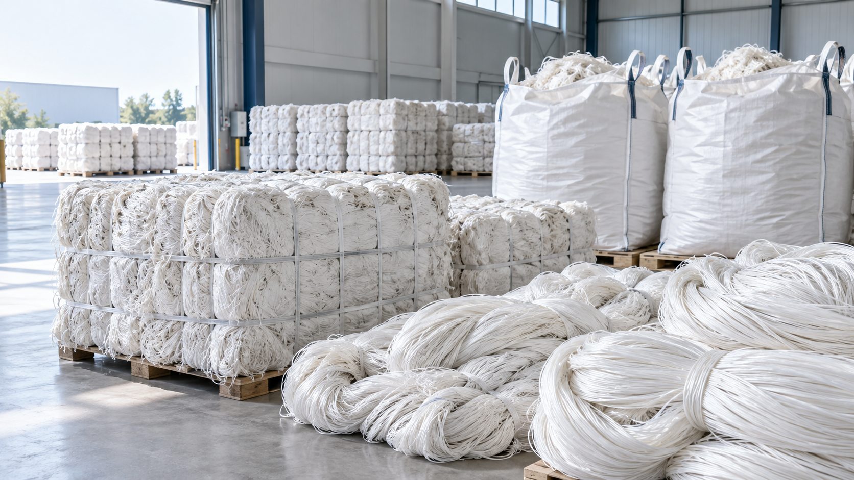 Selected white high-tenacity yarn waste